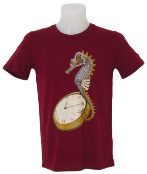 Steampunk Seahorse T-Shirt Man - Red Line - Hippocampus