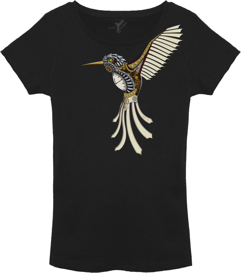 Steampunk Kolibri T-Shirt Ladies black