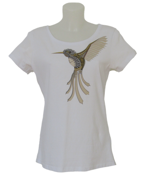 Steampunk Kolibri T-Shirt Ladies white
